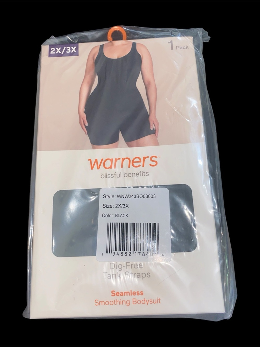 Warner's Seamless Smoothing Bodysuit Romper - Black (2X/3X)